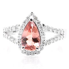 1.16 Carat Natural Imperial Topaz and Diamond Ring Set in Platinum