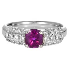 1.16 Carat Natural Ruby and Diamond Cluster Ring Made in Platinum