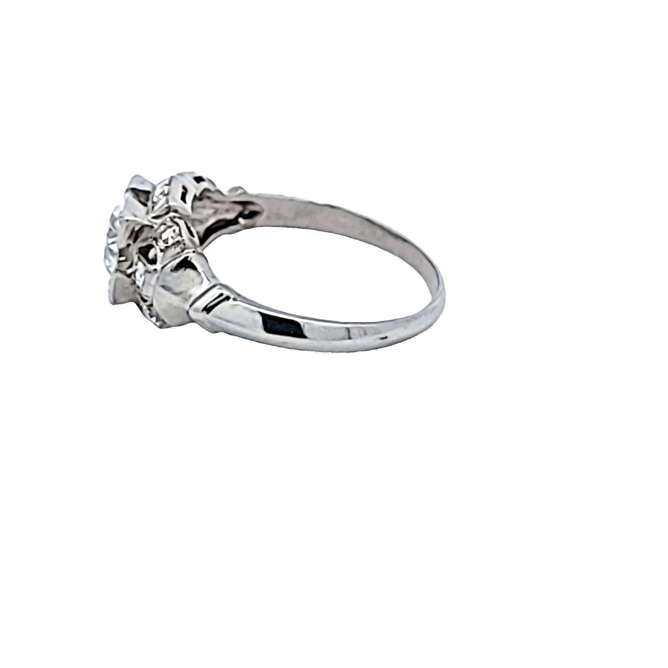 Old European Cut 1.16 Carat Old European and Circular Brilliant Diamond Platinum Art Deco Ring For Sale