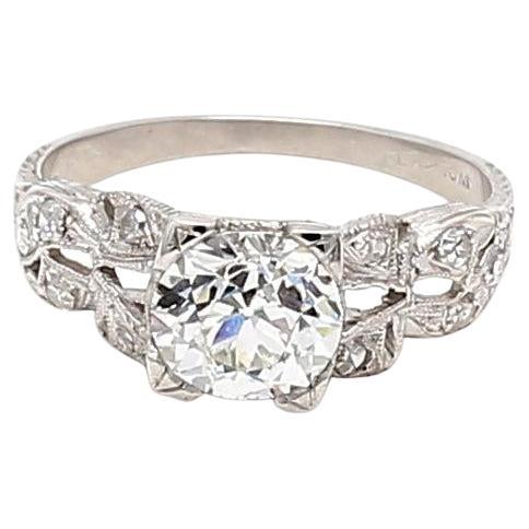 1.16 Carat Old European Cut H VS2-VVS2 Diamond Platinum Art Deco Ring