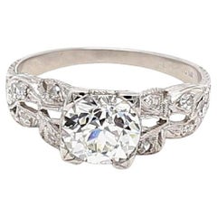 1.16 Carat Old European Cut H VS2-VVS2 Diamond Platinum Art Deco Ring