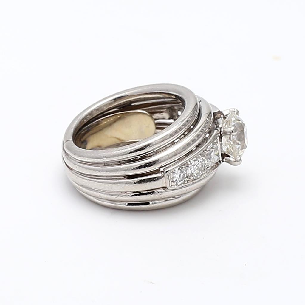 Bague de mariage en platine avec diamant taille européenne ancienne I SI2 de 1,16 carat Bon état - En vente à New York, NY