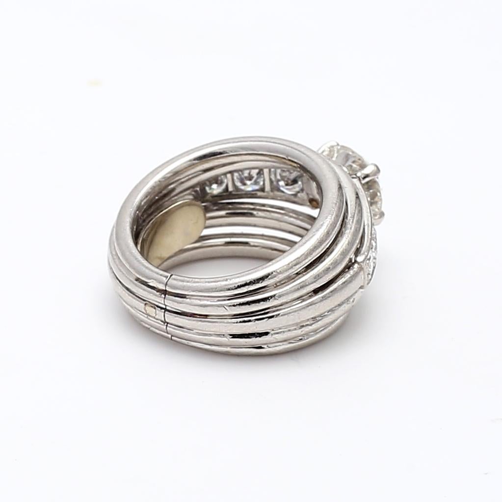 Bague de mariage en platine avec diamant taille européenne ancienne I SI2 de 1,16 carat Pour femmes en vente