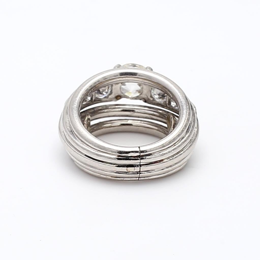 Bague de mariage en platine avec diamant taille européenne ancienne I SI2 de 1,16 carat en vente 1