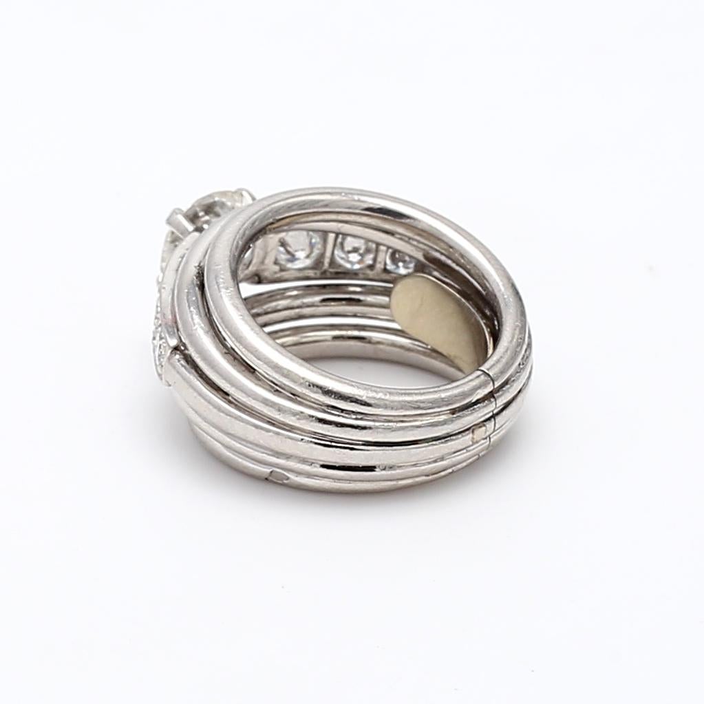 Bague de mariage en platine avec diamant taille européenne ancienne I SI2 de 1,16 carat en vente 2