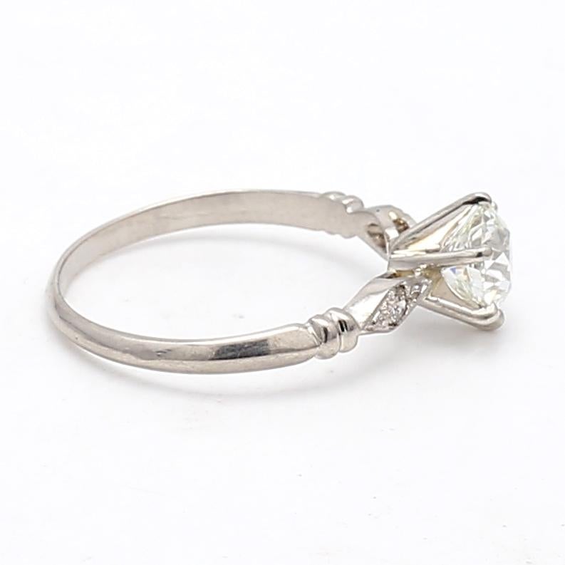 Women's 1.16 Carat Old European Cut I VS2-VS1 Diamond Platinum Engagement Ring For Sale