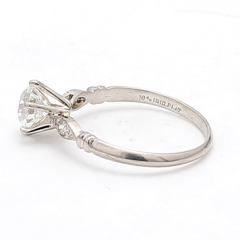 1.16 Carat Old European Cut I VS2-VS1 Diamond Platinum Engagement Ring For Sale 4