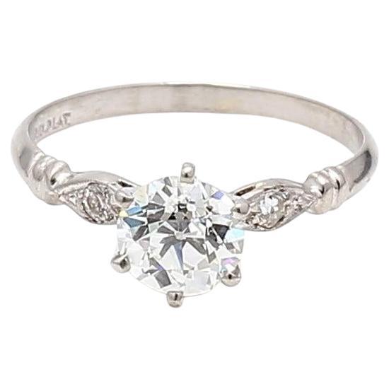 1.16 Carat Old European Cut I VS2-VS1 Diamond Platinum Engagement Ring For Sale