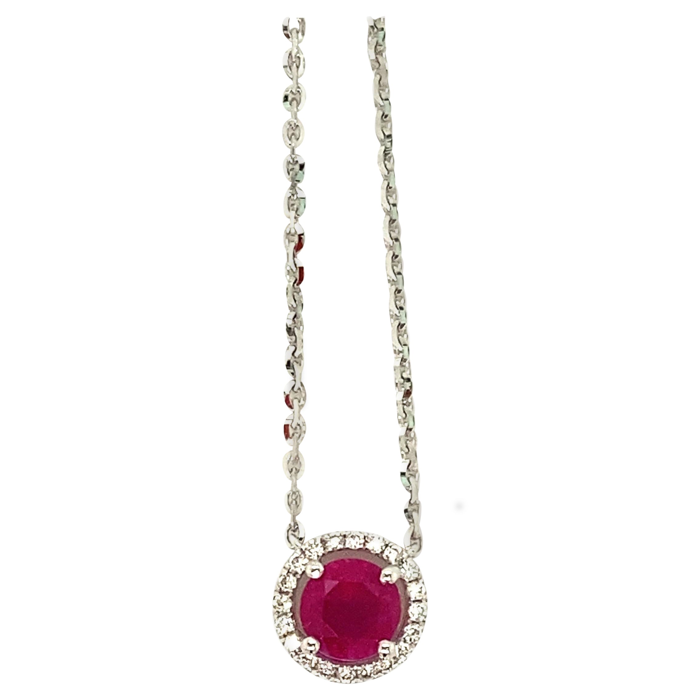 Collar Colgante de Rubí Rojo Intenso y Diamante Blanco, talla oval de 1,16 quilates en venta
