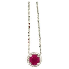 Collar Colgante de Rubí Rojo Intenso y Diamante Blanco, talla oval de 1,16 quilates