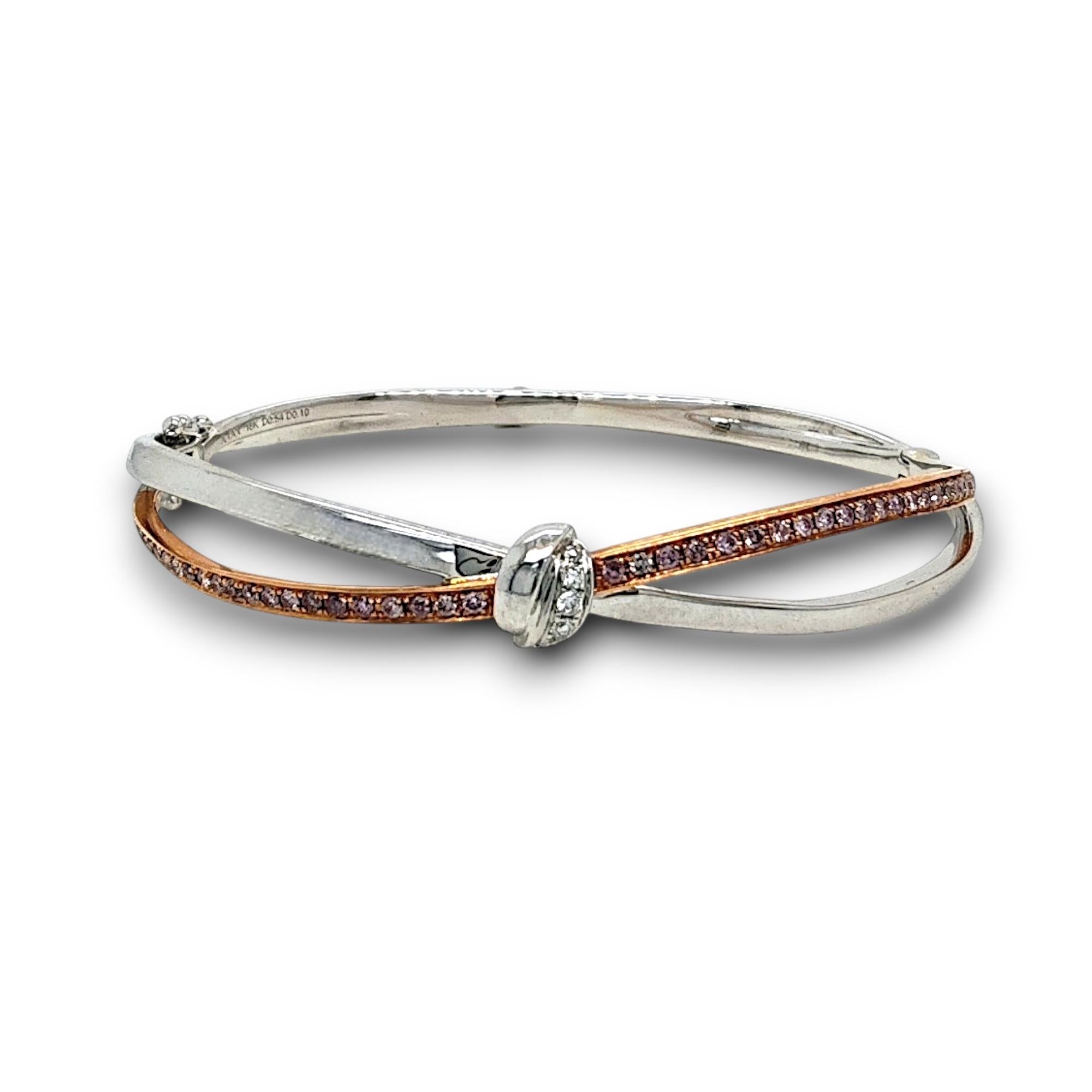 Donna Bracciale in oro rosa e bianco con diamante rosa da 1,16 carati in vendita