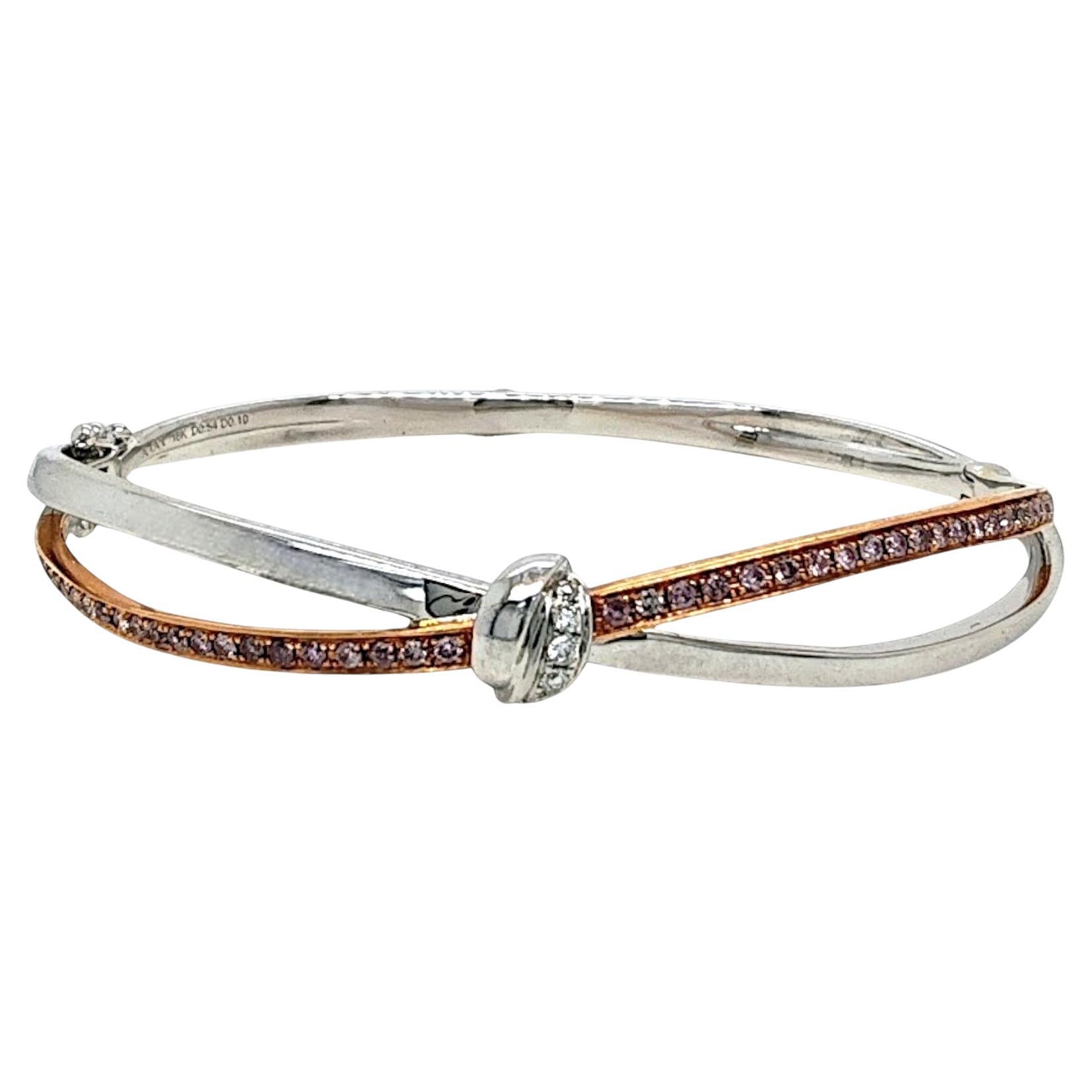 Bracciale in oro rosa e bianco con diamante rosa da 1,16 carati in vendita
