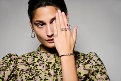 1.16 Carat Pink Sapphire 18 Karat Cluster Diamond Bangle Bracelet