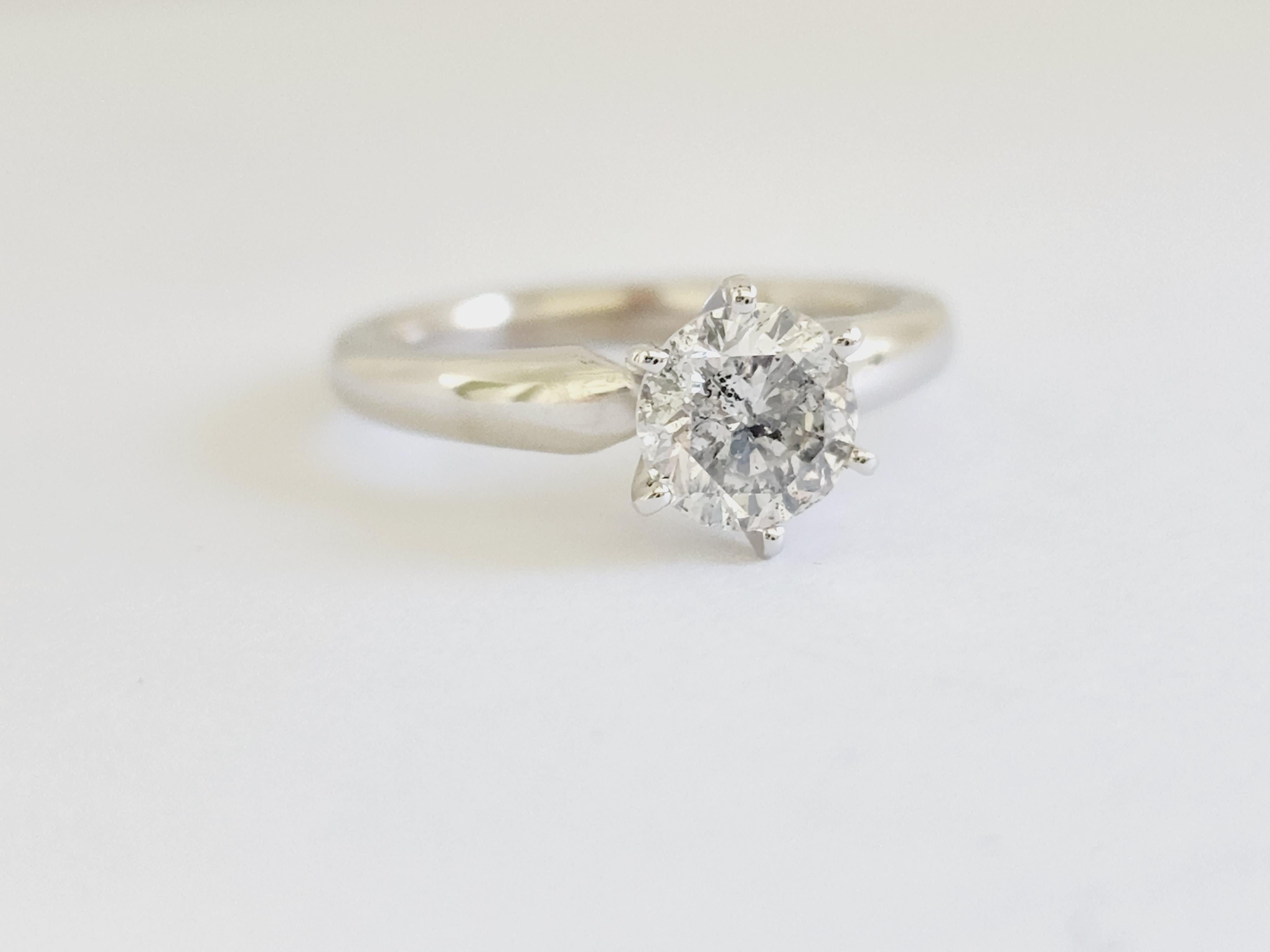 1.16 Carat Round Diamond 14 Karat White Gold Solitaire Ring In New Condition In Great Neck, NY