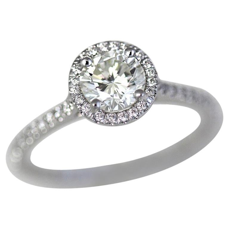 1,16 Karat runder Diamant-Halo-Verlobungsring in 14 Karat W - Ben Dannie