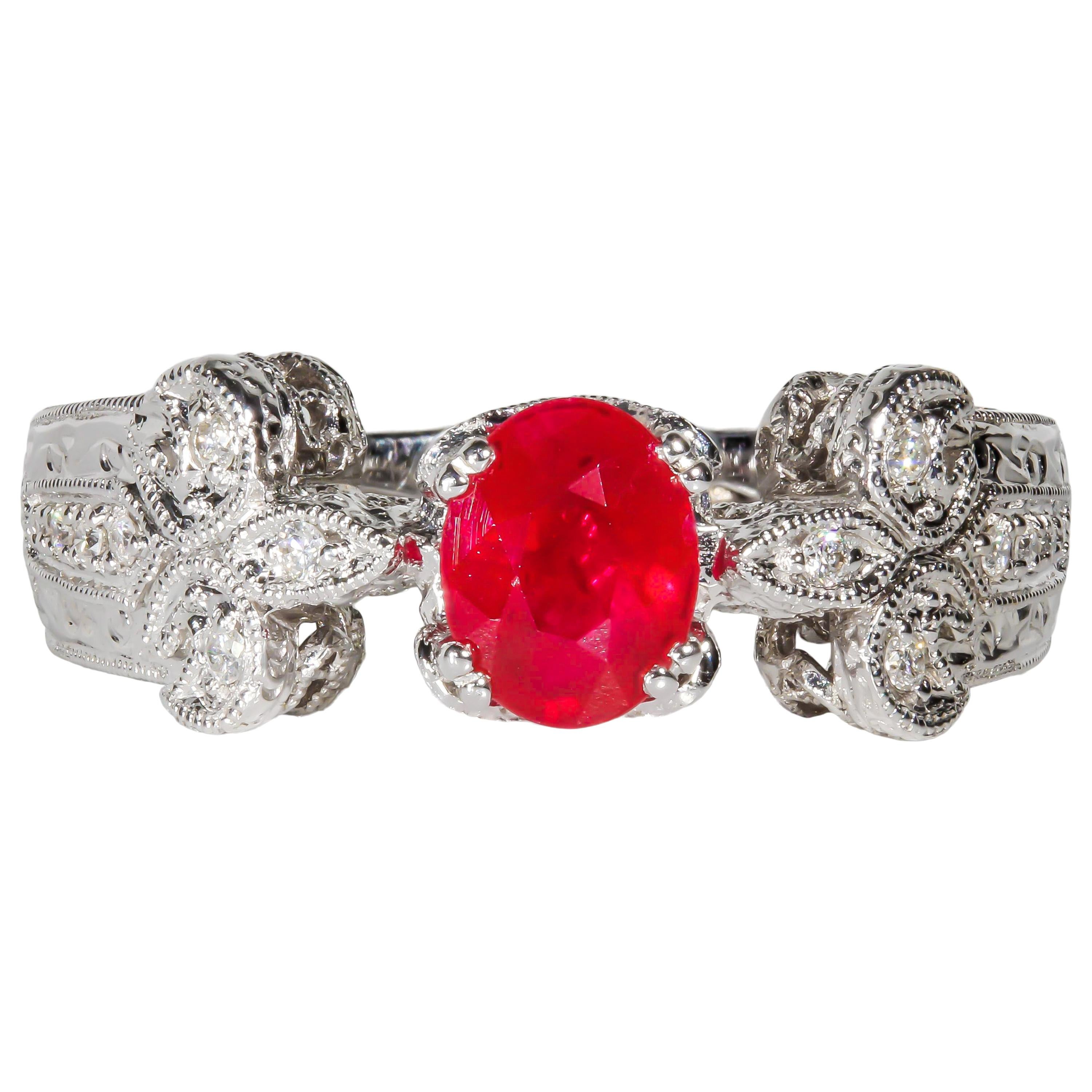 1.16 Carat Ruby and Diamond Cocktail Ring