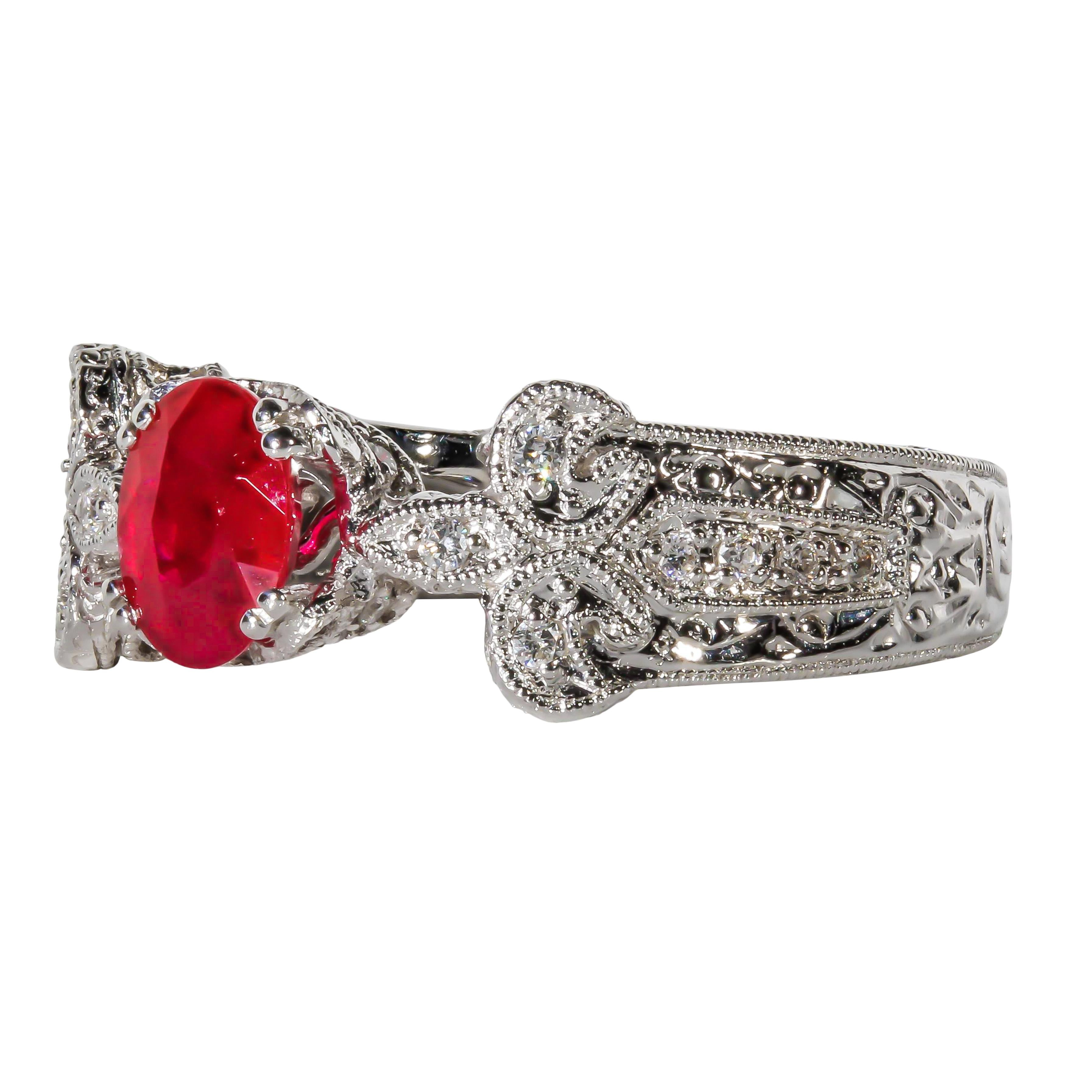 1.16 Carat Ruby and Diamond Cocktail Ring 2