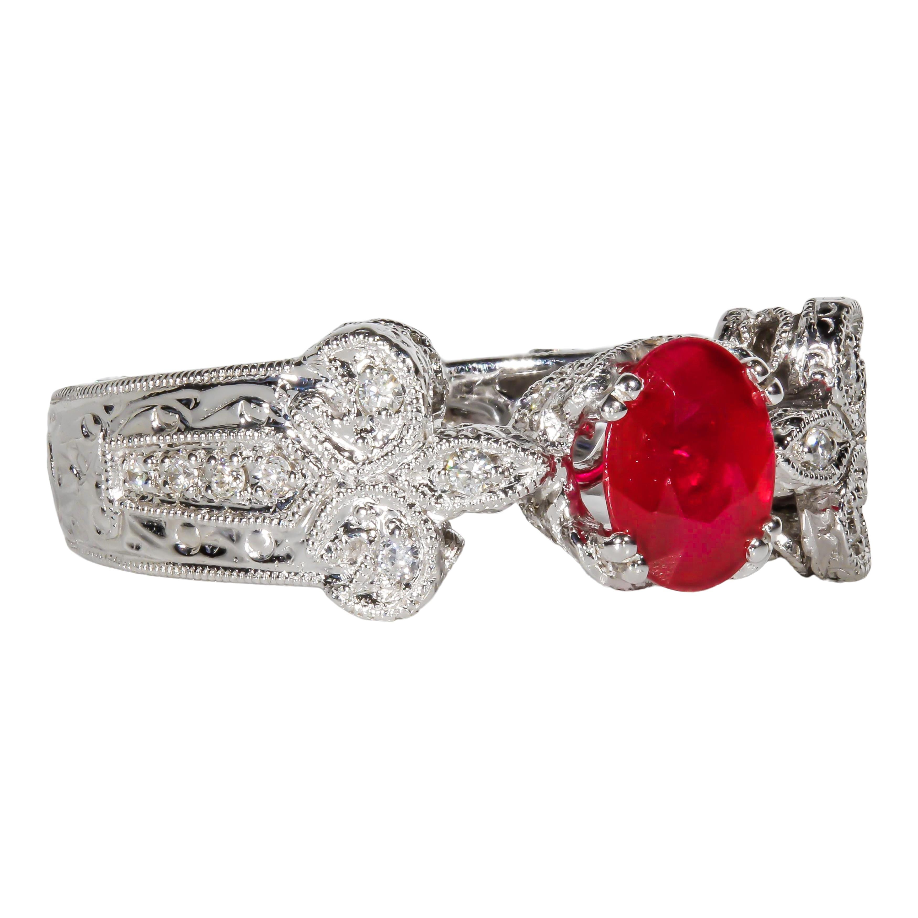 1.16 Carat Ruby and Diamond Cocktail Ring 3