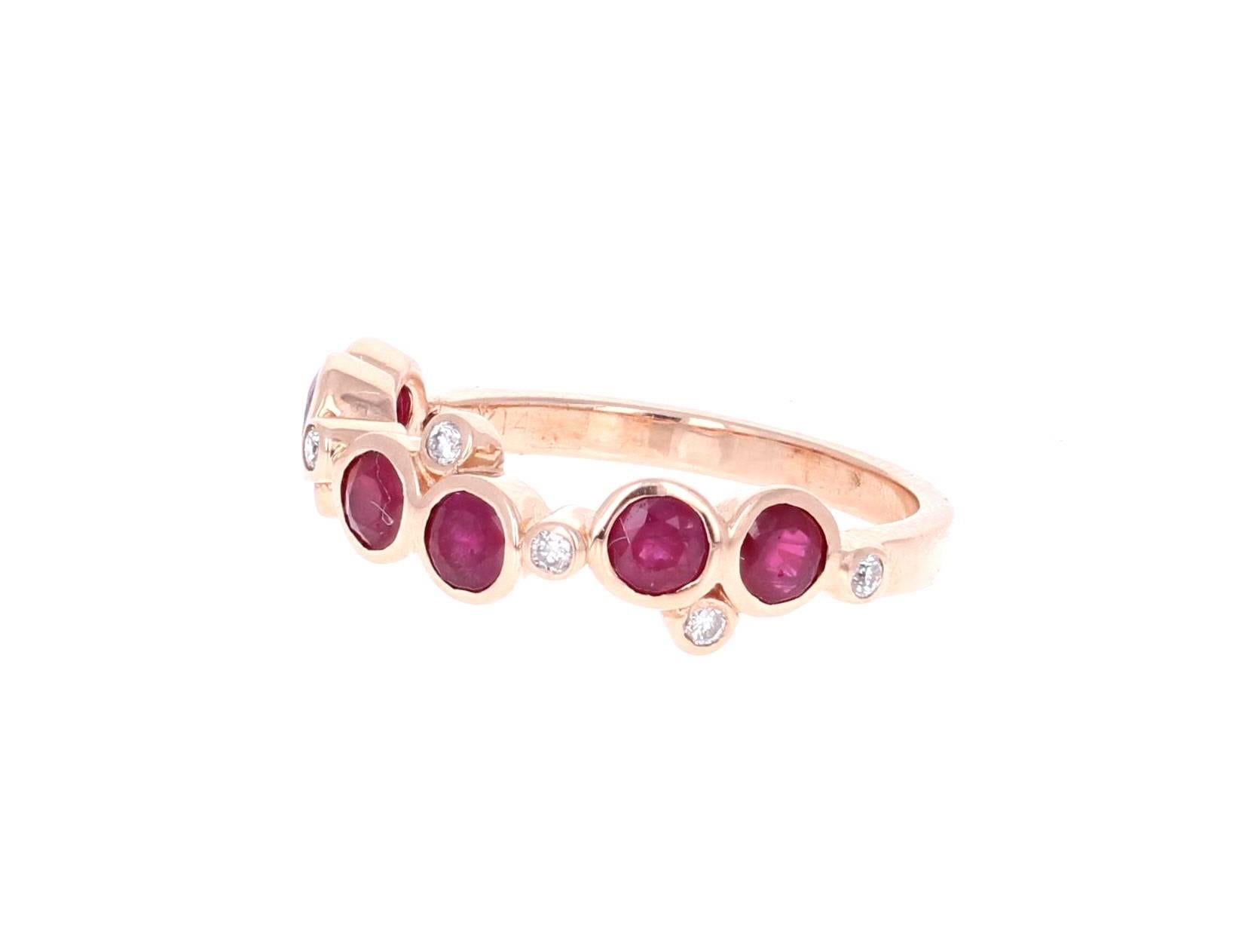 Modern 1.16 Carat Ruby Diamond Rose Gold Band