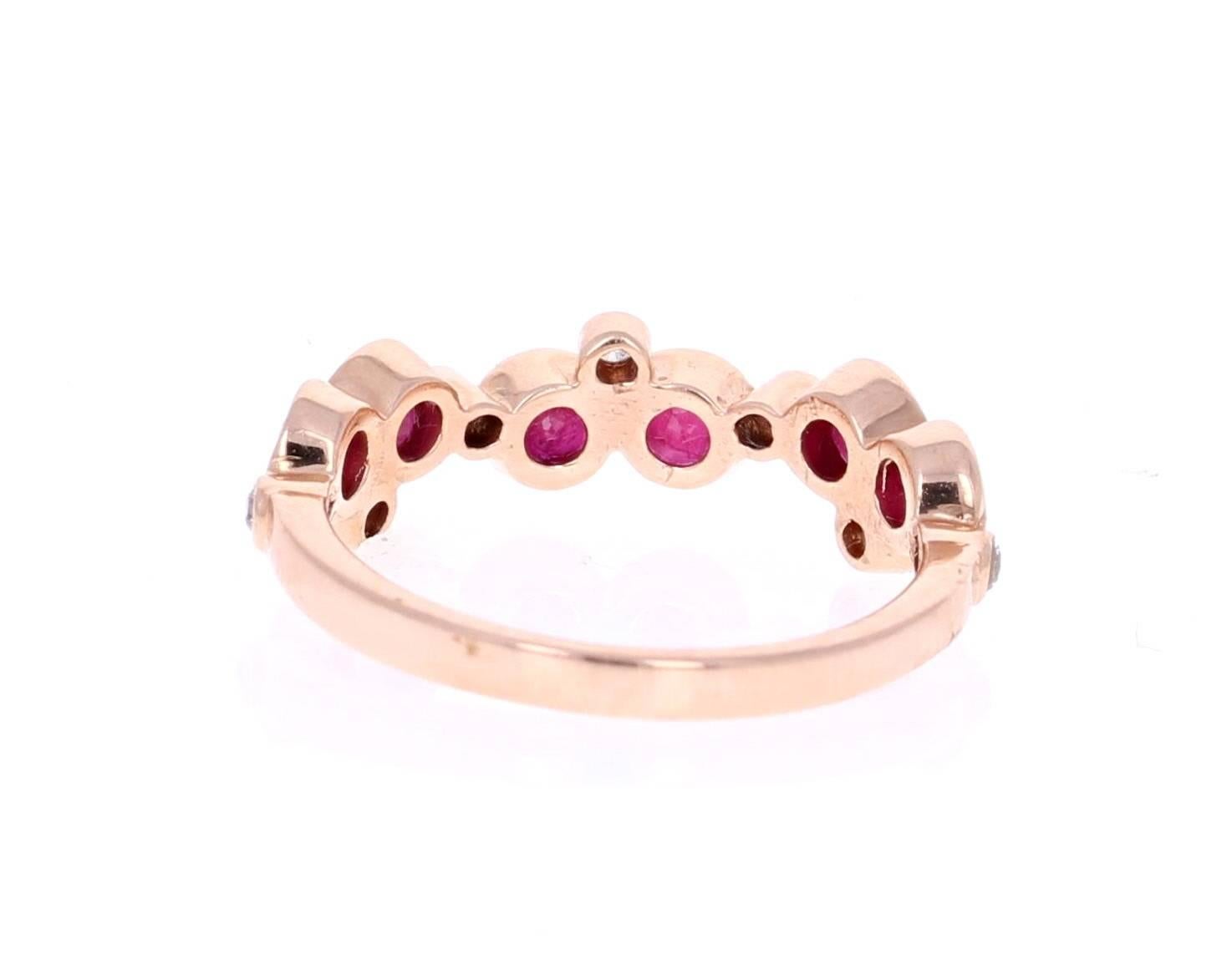 Round Cut 1.16 Carat Ruby Diamond Rose Gold Band