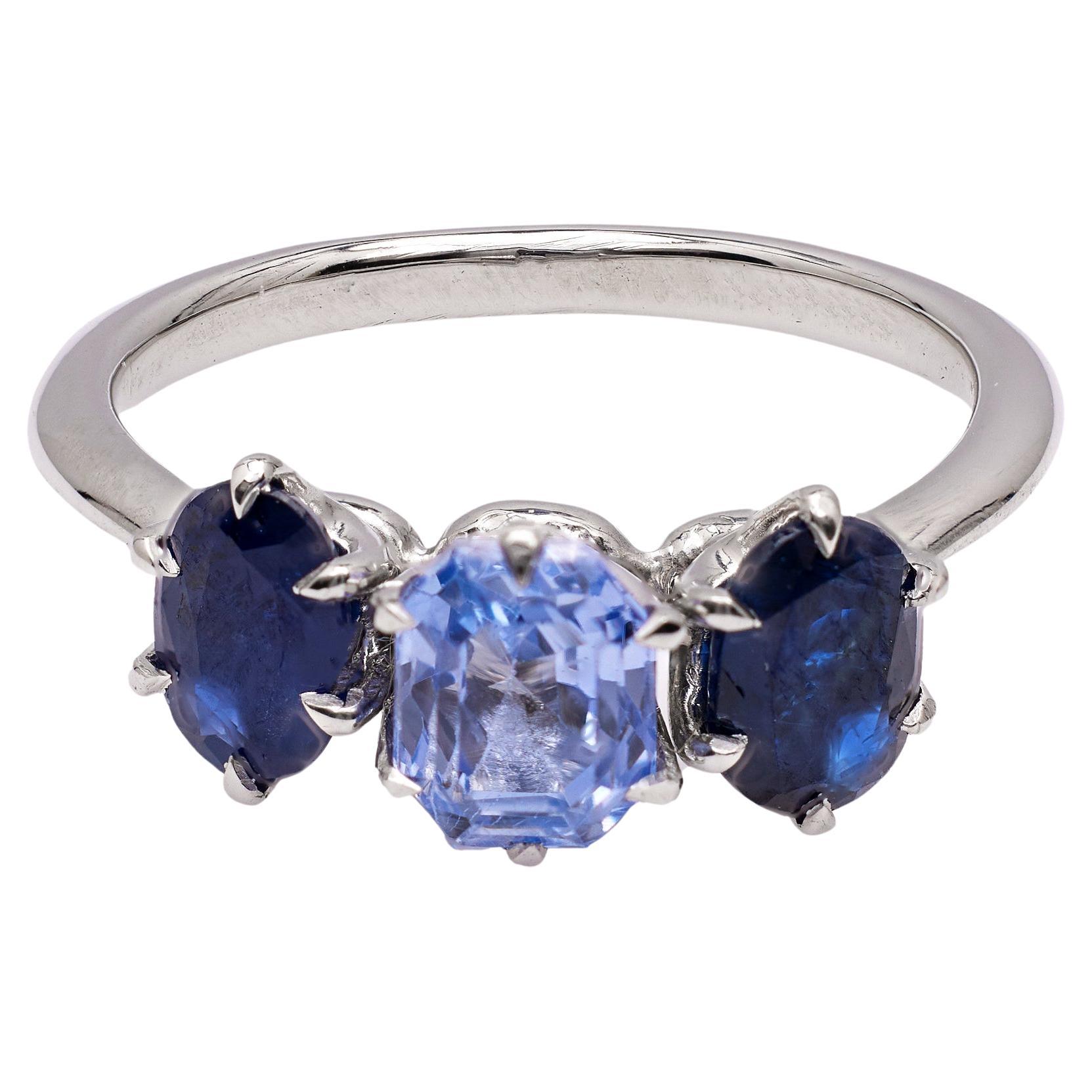 1.16 Carat Sapphire Platinum Three Stone Ring