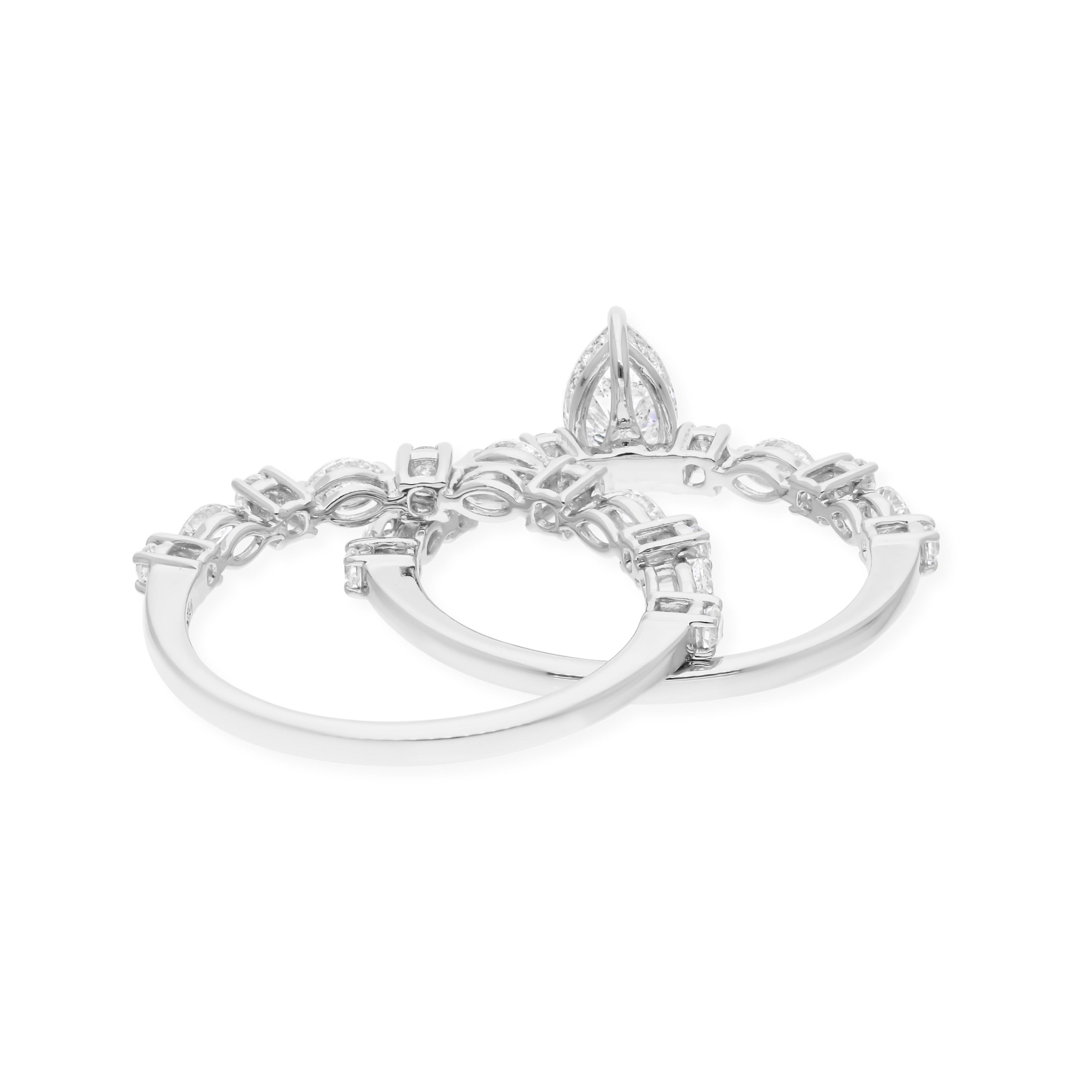 in vendita:  1,16 Carati SI Chiarezza HI Colore Diamante Naturale 14k Oro Bianco Anello Set di 2 6