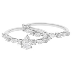 1,16 carati SI Clarity HI Color Diamante naturale in oro bianco 18k Set di 2 anelli