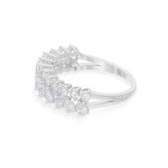 1.16 Carat SI/H Pear Round Brilliant Cut Diamond Wave Ring 18 Karat White Gold
