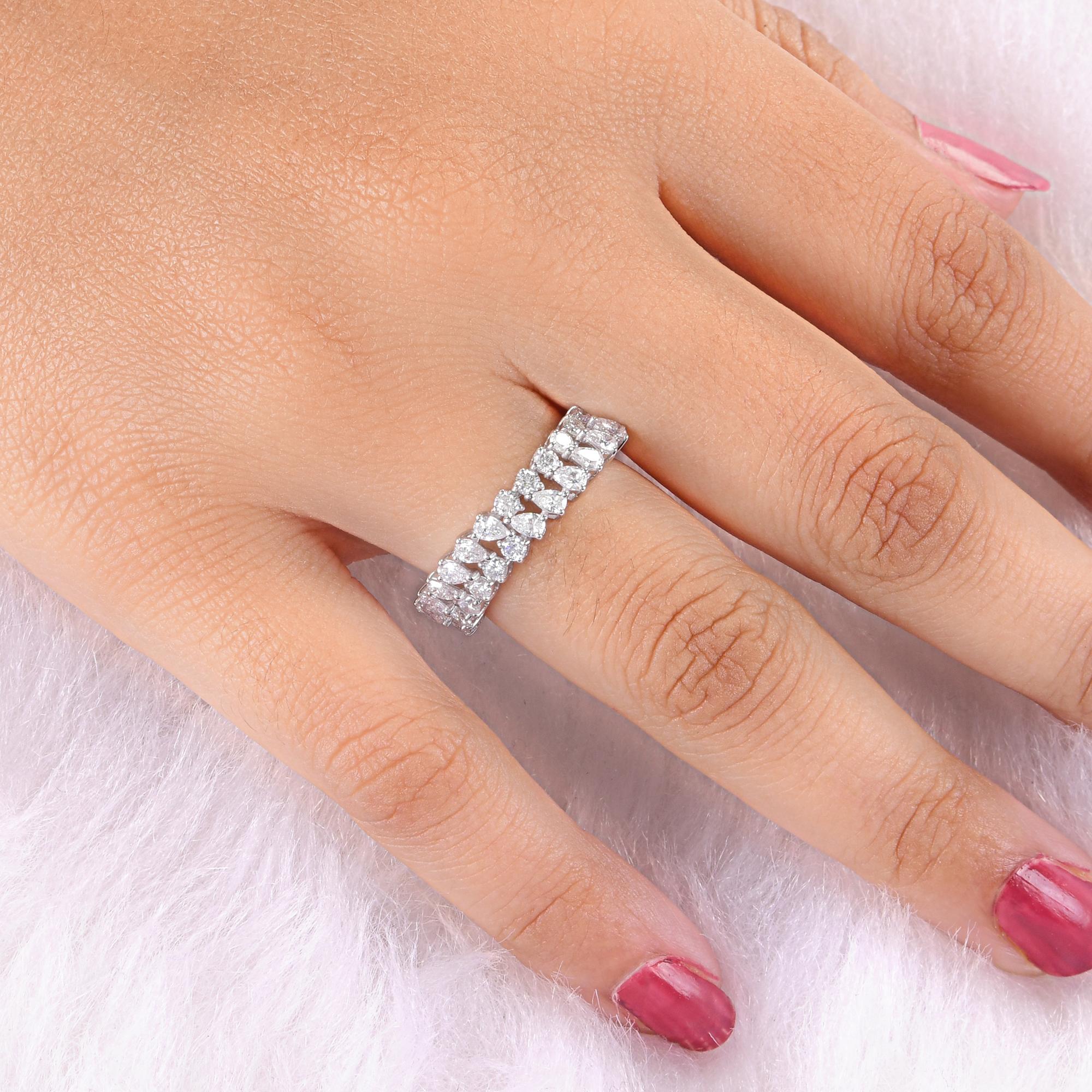 1,16 quilates SI/H Anillo ondulado de diamantes talla brillante redonda pera 18 quilates de oro blanco Corte pera en venta