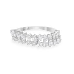 1,16 quilates SI/H Anillo ondulado de diamantes talla brillante redonda pera 18 quilates de oro blanco