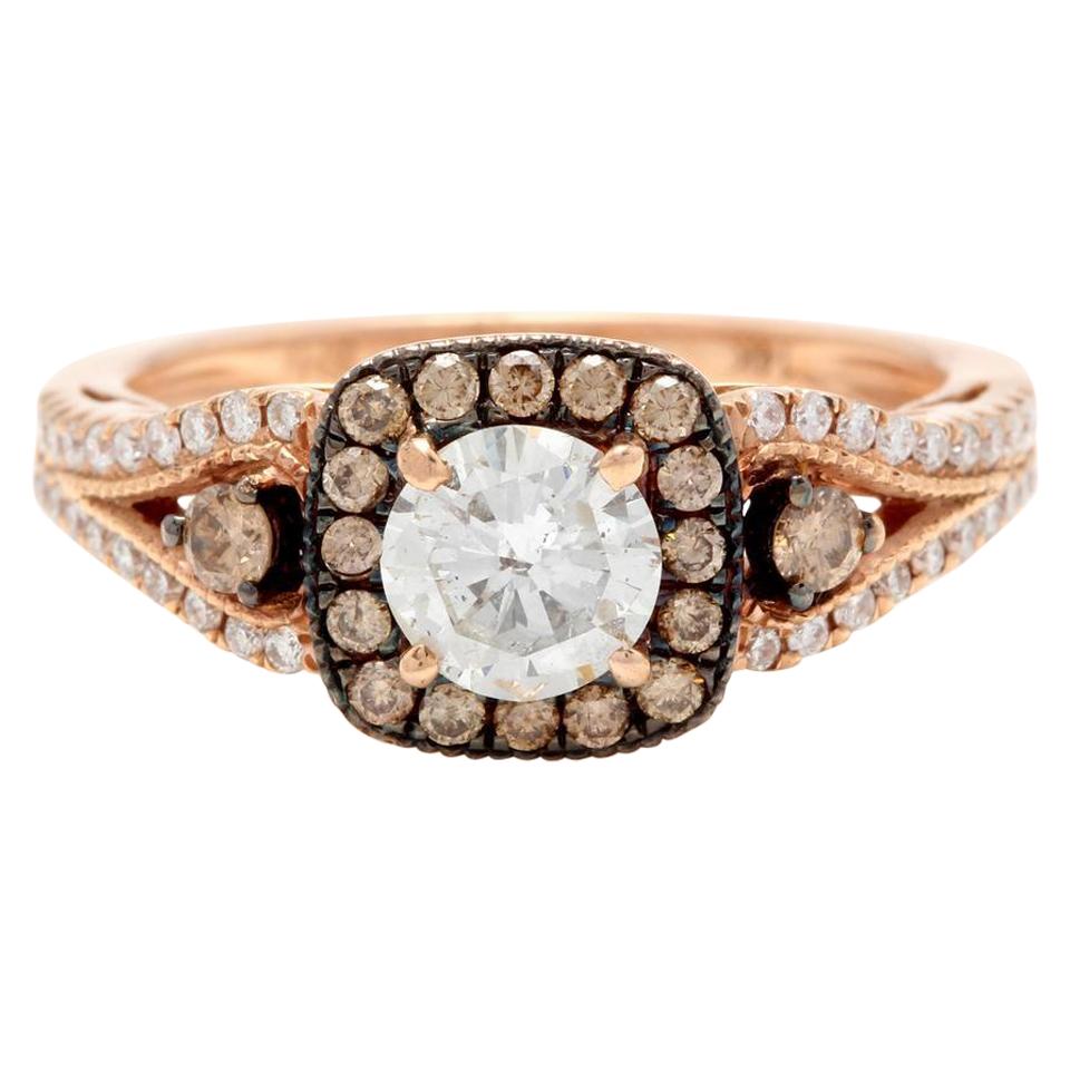 1.16 Carat Splendid Natural Diamond 14 Karat Solid Rose Gold Band Ring For Sale