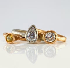1.16 Carat Three-Ring White & Yellow Diamond Stacker Set in Rose & White Gold