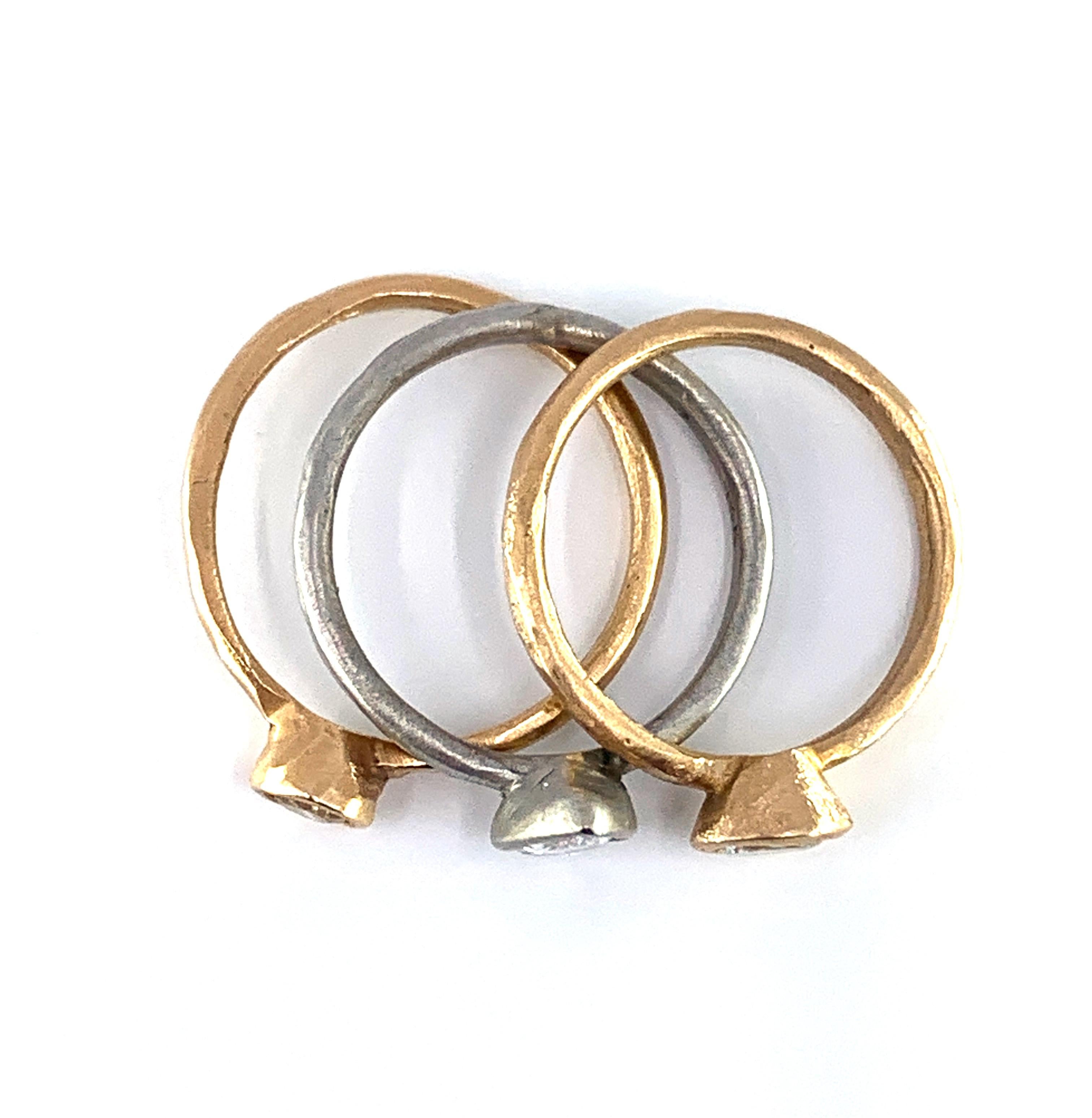 1.16 Carat Three-Ring White & Yellow Diamond Stacker Set in Rose & White Gold 1