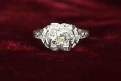 Old European Diamond 1930s Antique Art Deco Platinum Engagement Ring
