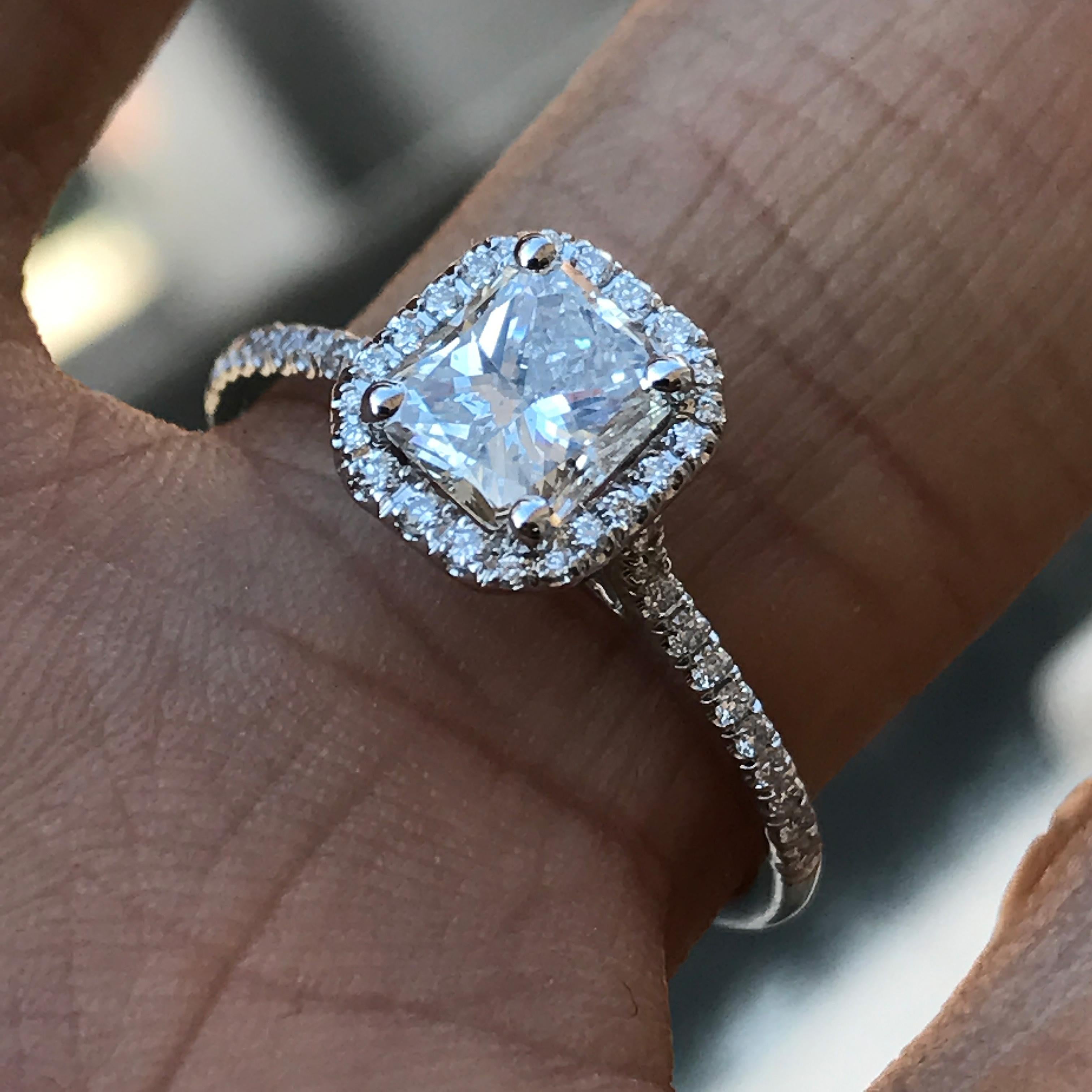 1,16 Karat TW strahlender Diamant Halo Verlobungsring H SI1 GIA, Ben Dannie (Zeitgenössisch) im Angebot