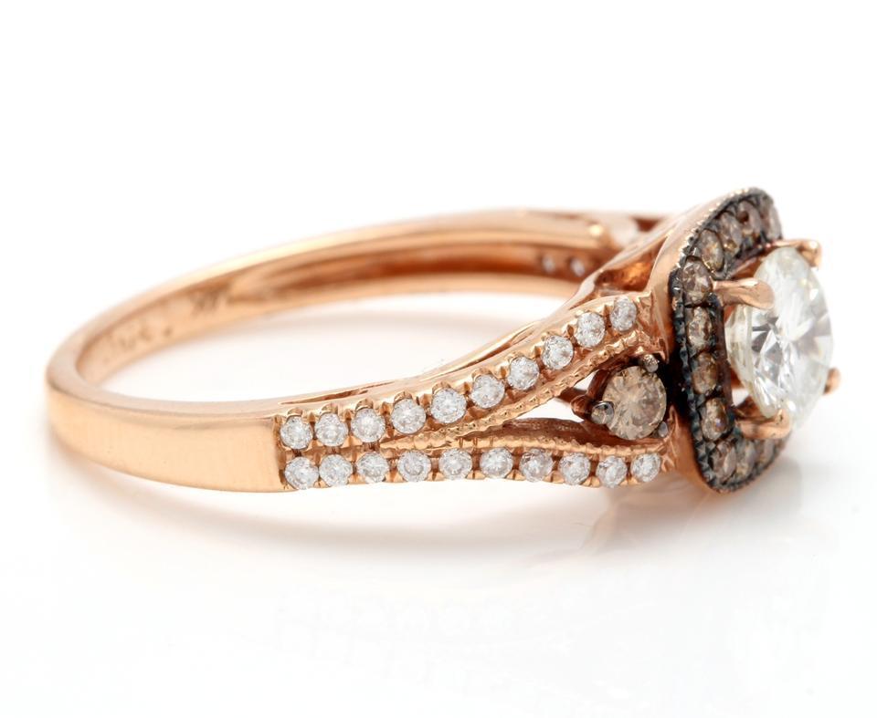 Rose Cut 1.16 Carat Splendid Natural Diamond 14 Karat Solid Rose Gold Band Ring For Sale