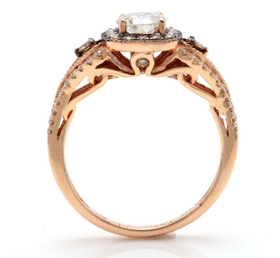 1.16 Carat Splendid Natural Diamond 14 Karat Solid Rose Gold Band Ring In New Condition For Sale In Los Angeles, CA
