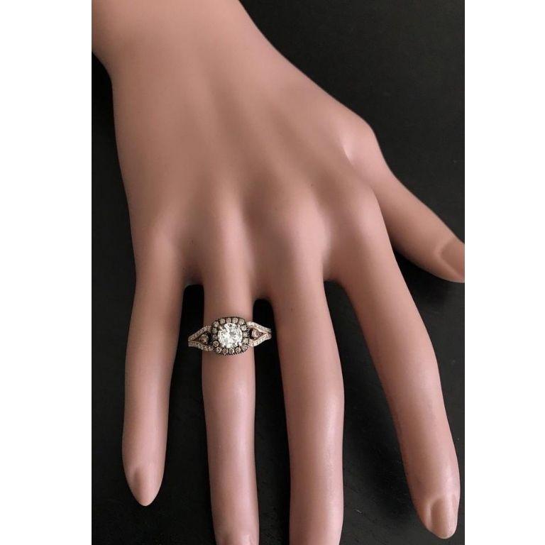 1.16 Carat Splendid Natural Diamond 14 Karat Solid Rose Gold Band Ring For Sale 3