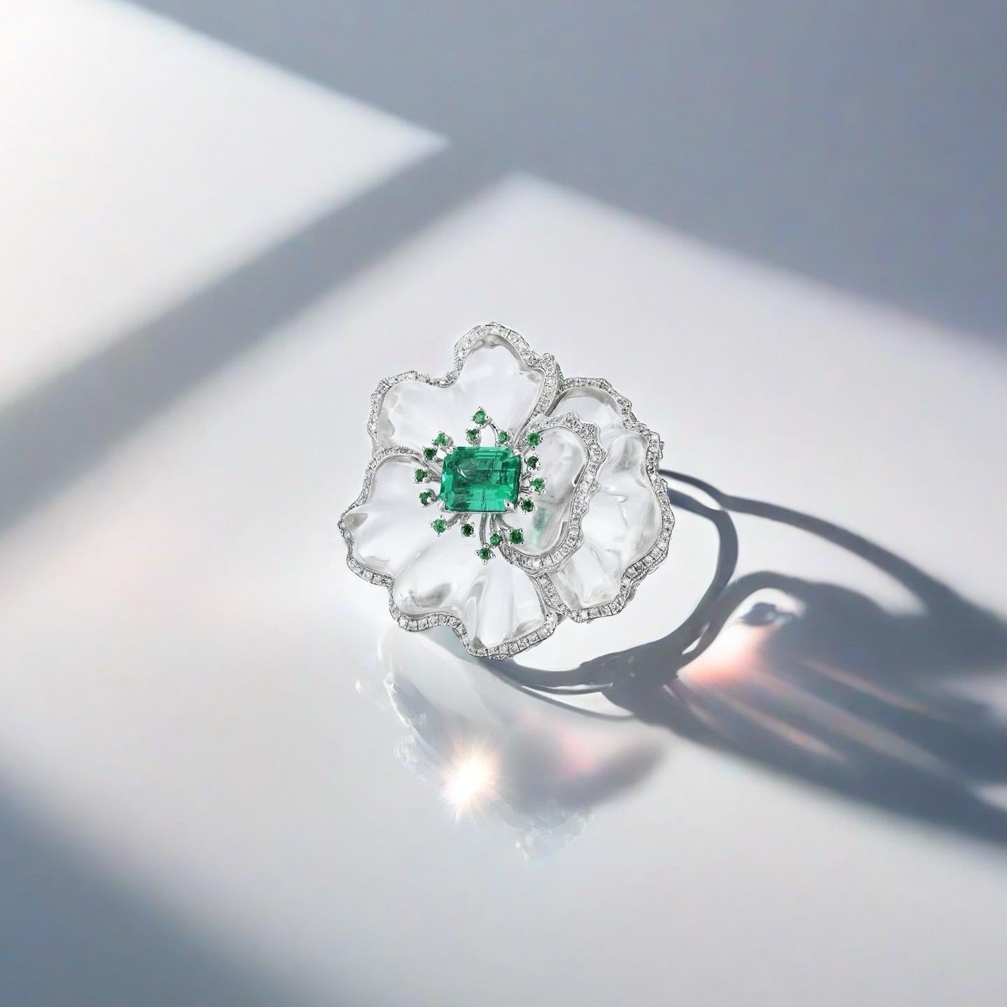 1,16 Ct GIA Cert No Öl Smaragd Ring mit natürlichen Diamanten und Platin Gold (Smaragdschliff) im Angebot