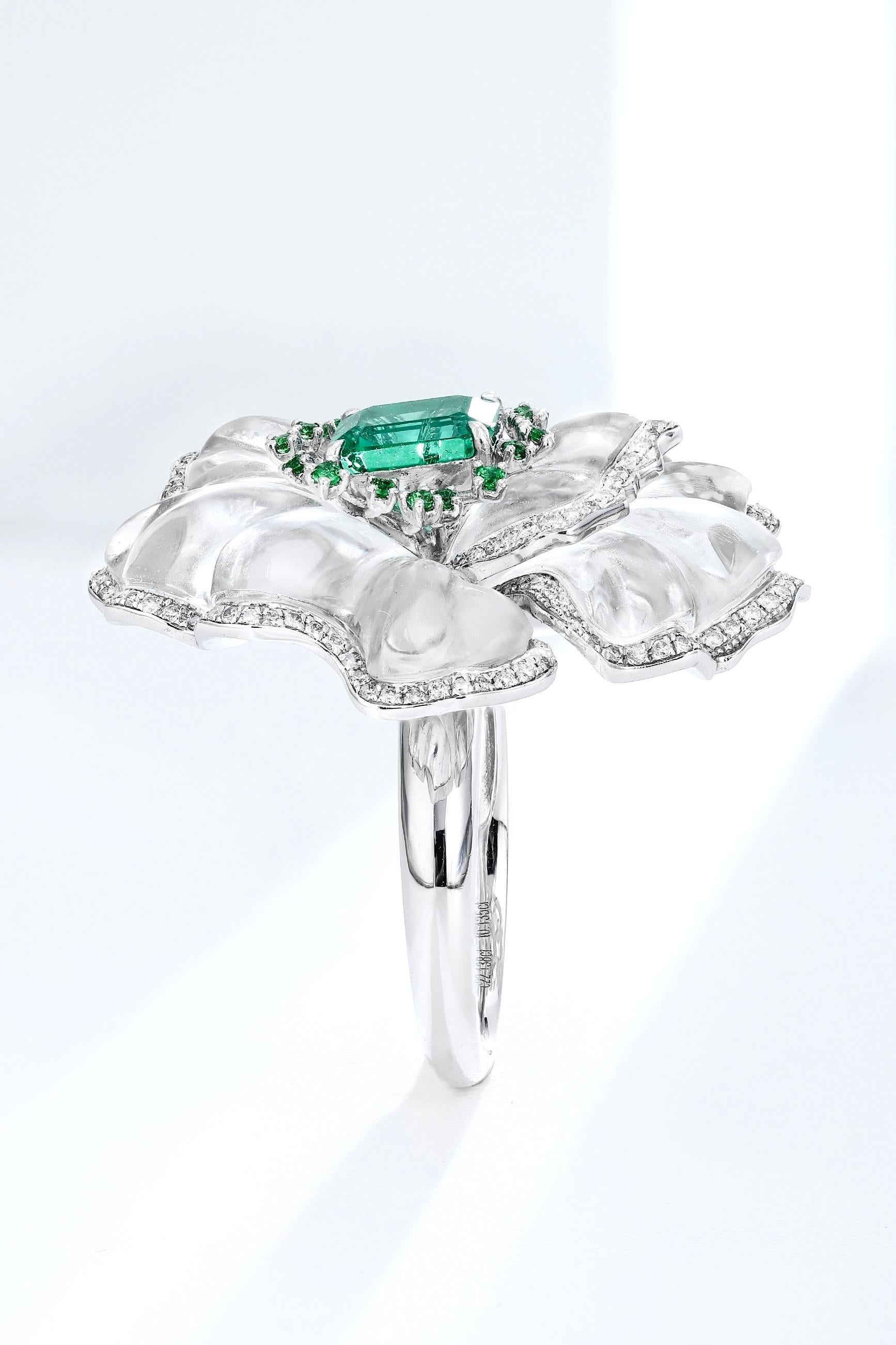 1,16 qt GIA Cert Sin aceite Esmeralda Anillo Con Diamante Natural Y Oro Platino en Nuevo estado para la venta en bangkok, TH