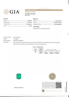 1.16 Ct GIA Cert No oil Emerald Ring With Natural Diamond And Platinum Gold
