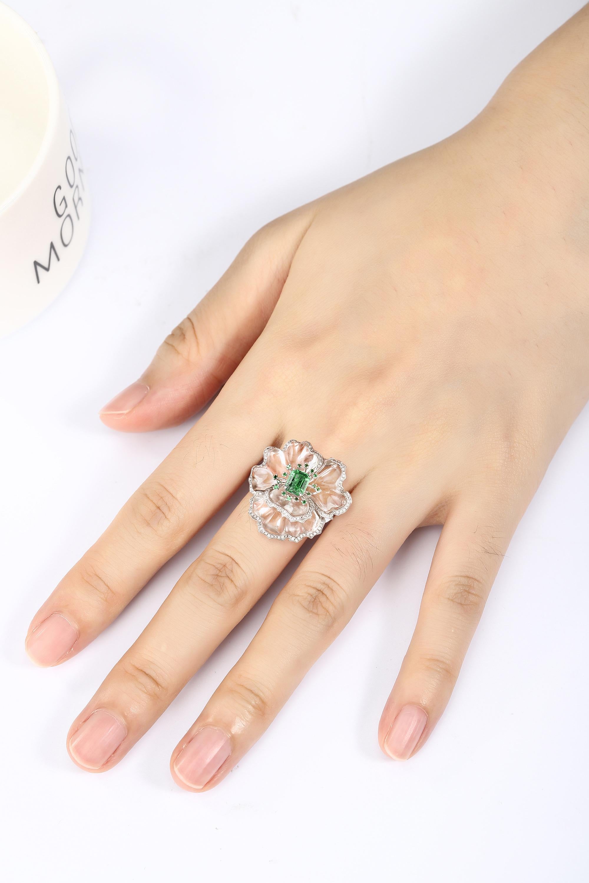 1,16 Ct GIA Cert No Öl Smaragd Ring mit natürlichen Diamanten und Platin Gold im Angebot 2