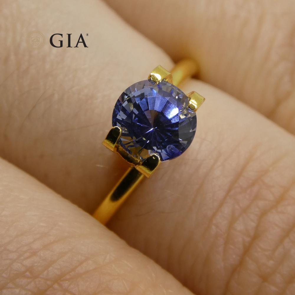 This is a stunning GIA Certified Sapphire

The GIA report reads as follows:

GIA Report Number: 2201853703
Shape: Round
Cutting Style:
Cutting Style: Crown: Brilliant Cut
Cutting Style: Pavilion: Step Cut
Transparency: Transparent
Color: