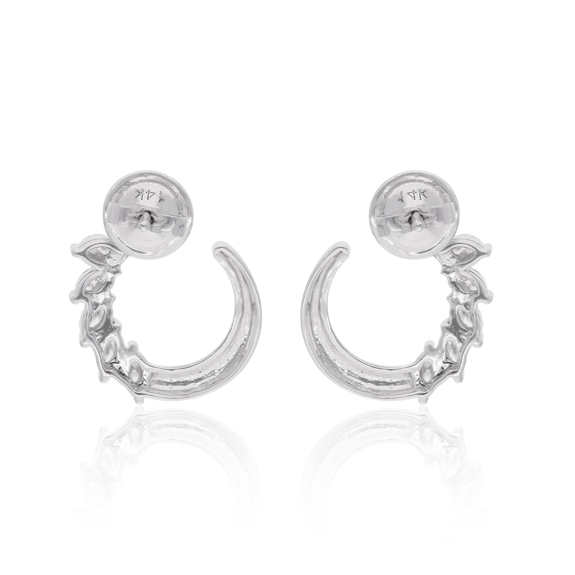 Women's 1.16 Ct. SI Clarity HI Color Baguette Diamond Stud Earrings 14 Karat White Gold For Sale