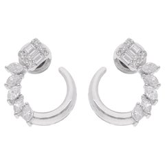 1.16 Ct. SI Clarity HI Color Baguette Diamond Stud Earrings 14 Karat White Gold