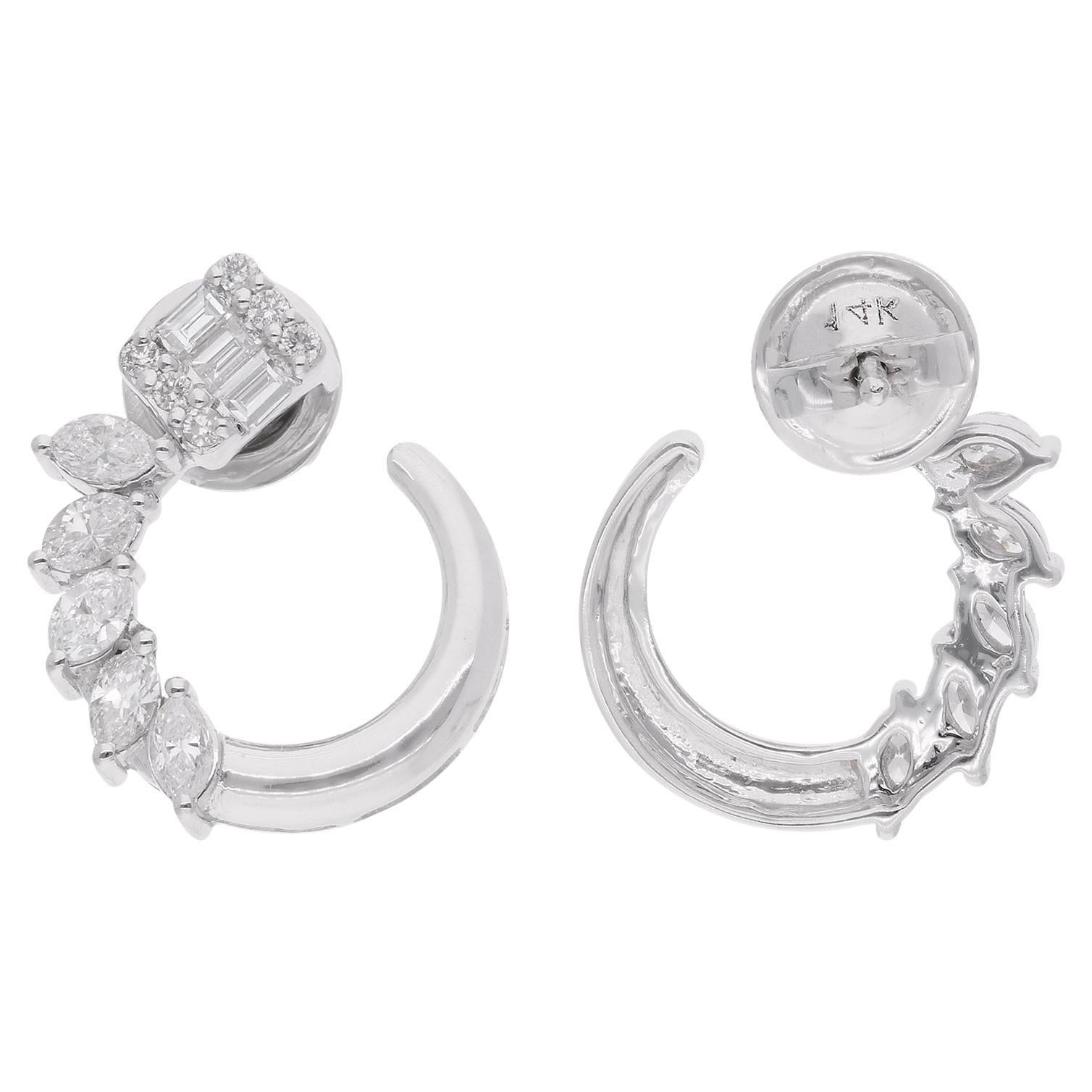 1,16 Ct. Orecchini a perno con diamante Baguette di colore HI e purezza SI in oro bianco 14 carati