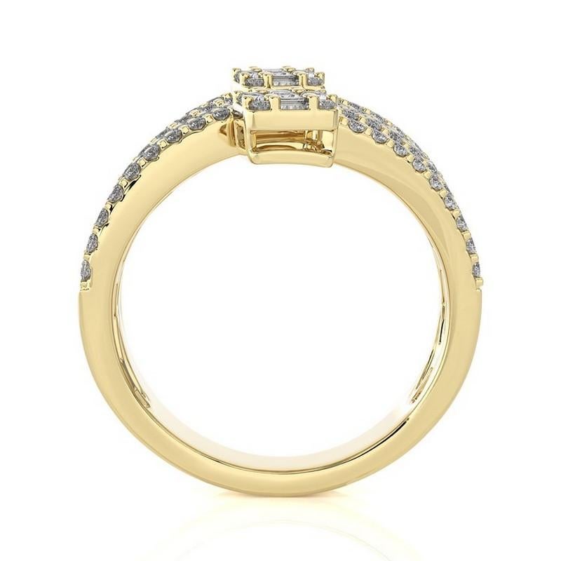 Modern 1.16 CTW Diamonds 18K Yellow Gold Classic Collection Fancy Spiral Finger Ring. For Sale