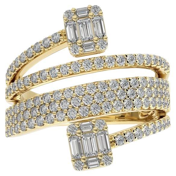 1,16 quilates de diamantes de oro amarillo de 18 quilates Anillo de dedo en espiral fantasía de la Colección Clásica.