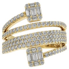 1,16 quilates de diamantes de oro amarillo de 18 quilates Anillo de dedo en espiral fantasía de la Colección Clásica.