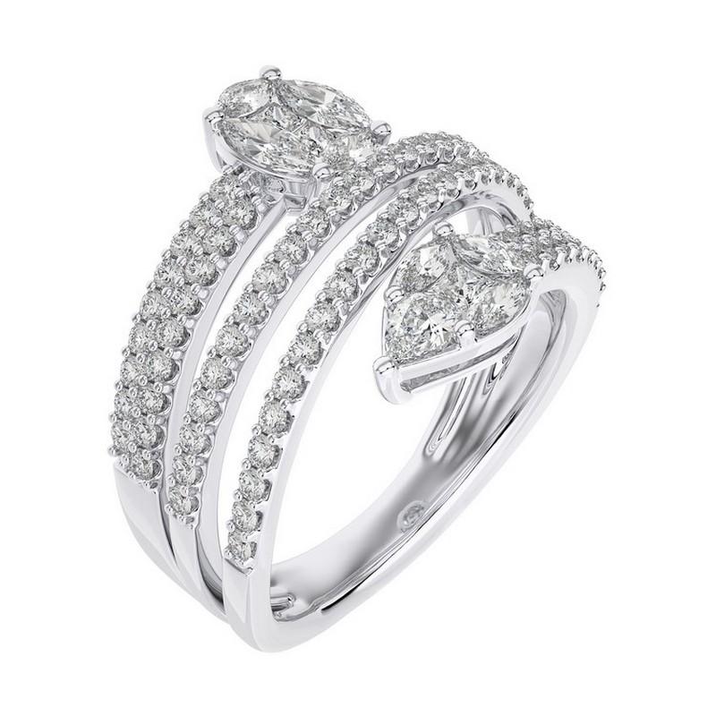 Überblick:
Der ausgefallene Fingerring der Classic Collection'S besteht aus 1,16 Karat runden Diamanten, die in 14 Karat Weißgold gefasst sind. Dieses elegante und raffinierte Schmuckstück kombiniert den schlichten Glanz von Weißgold mit dem